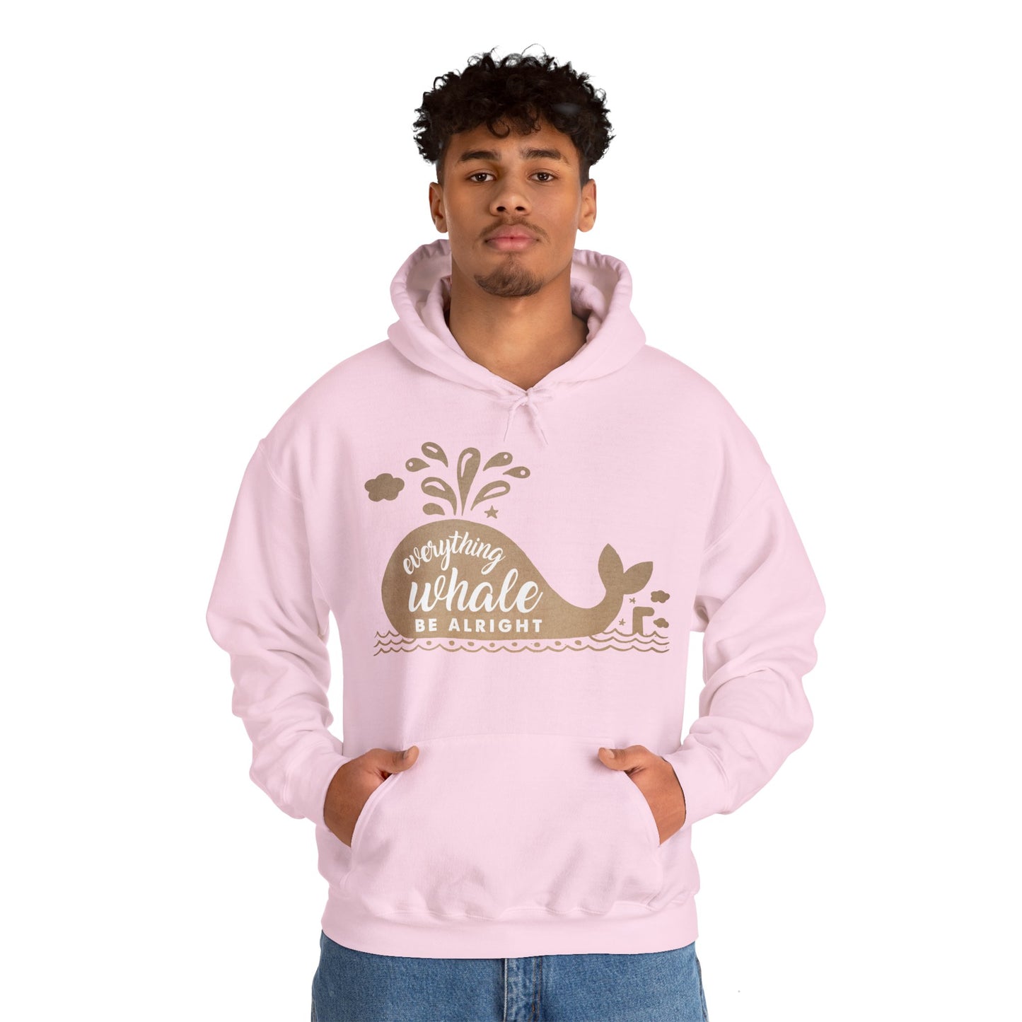 Motivational Unisex Hooded Sweatshirt - Everything Whale Be Alright Design