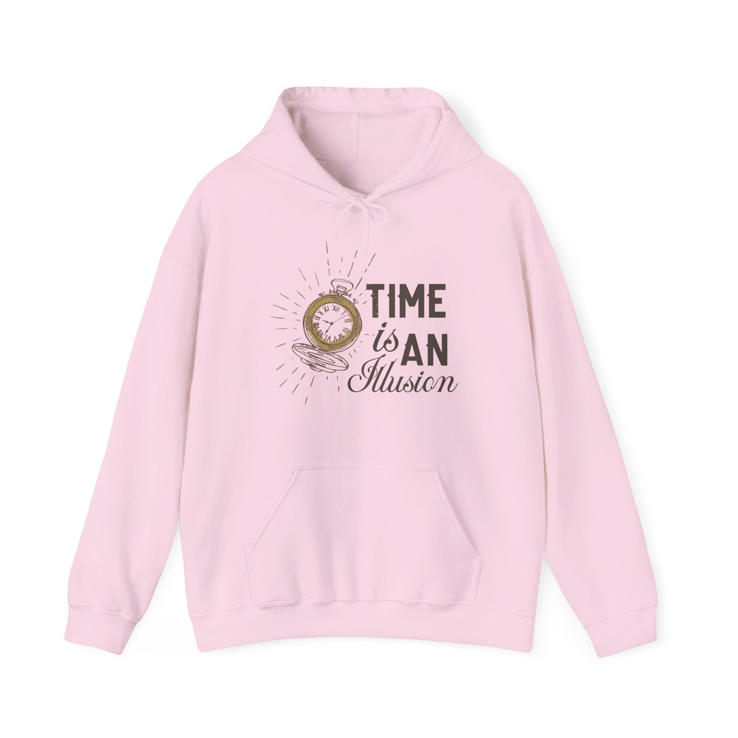 Motivational Unisex Hooded Sweatshirt - Time Is An Illusion Design