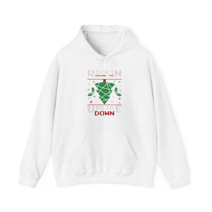 Christmas Unisex Hooded Sweatshirt - Rockin Around The Upside Down Design