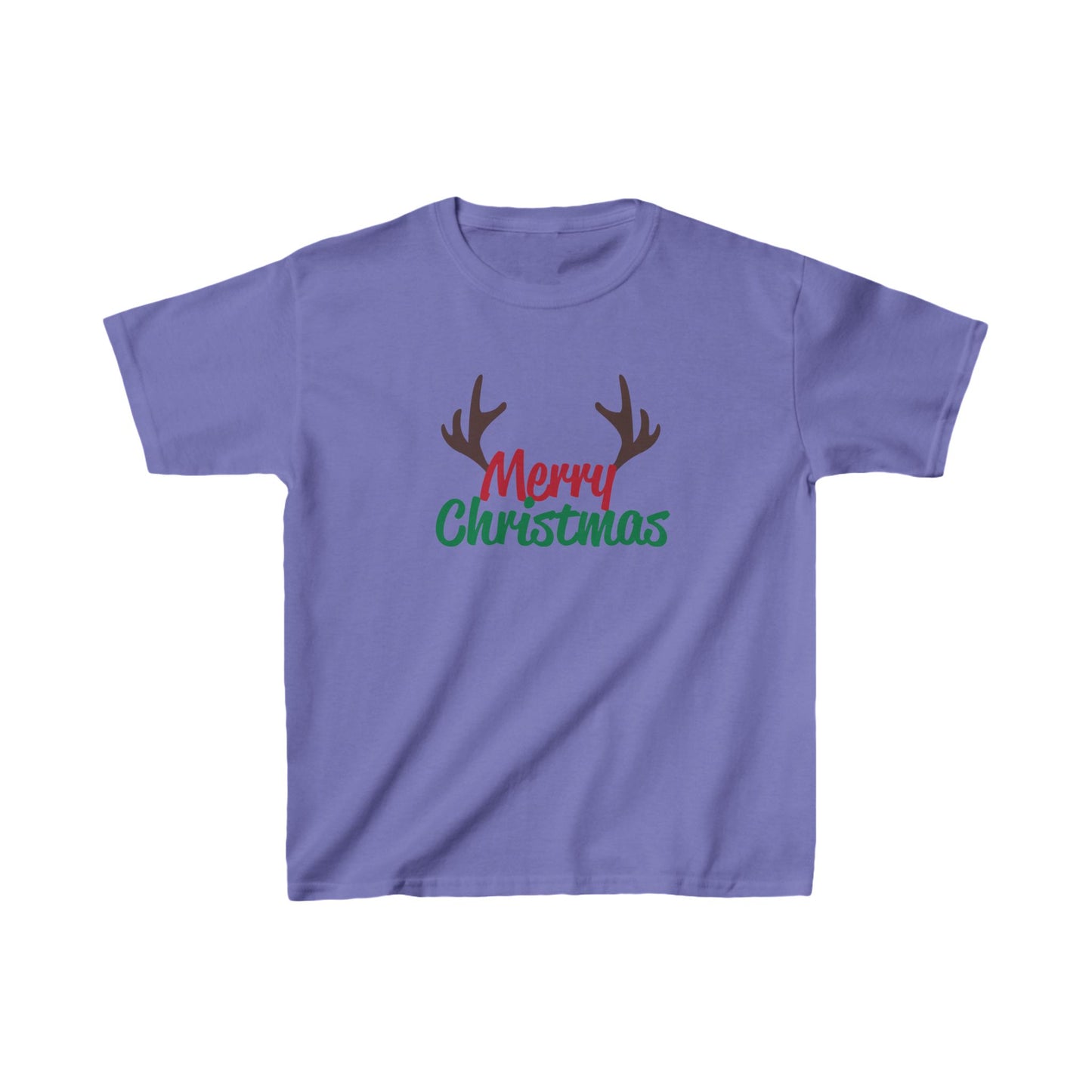 Christmas Unisex Kids T-Shirt - Merry Christmas Reindeer Antlers Design