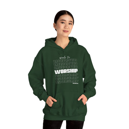 Christian Unisex Hooded Sweatshirt - Made To Worship Design