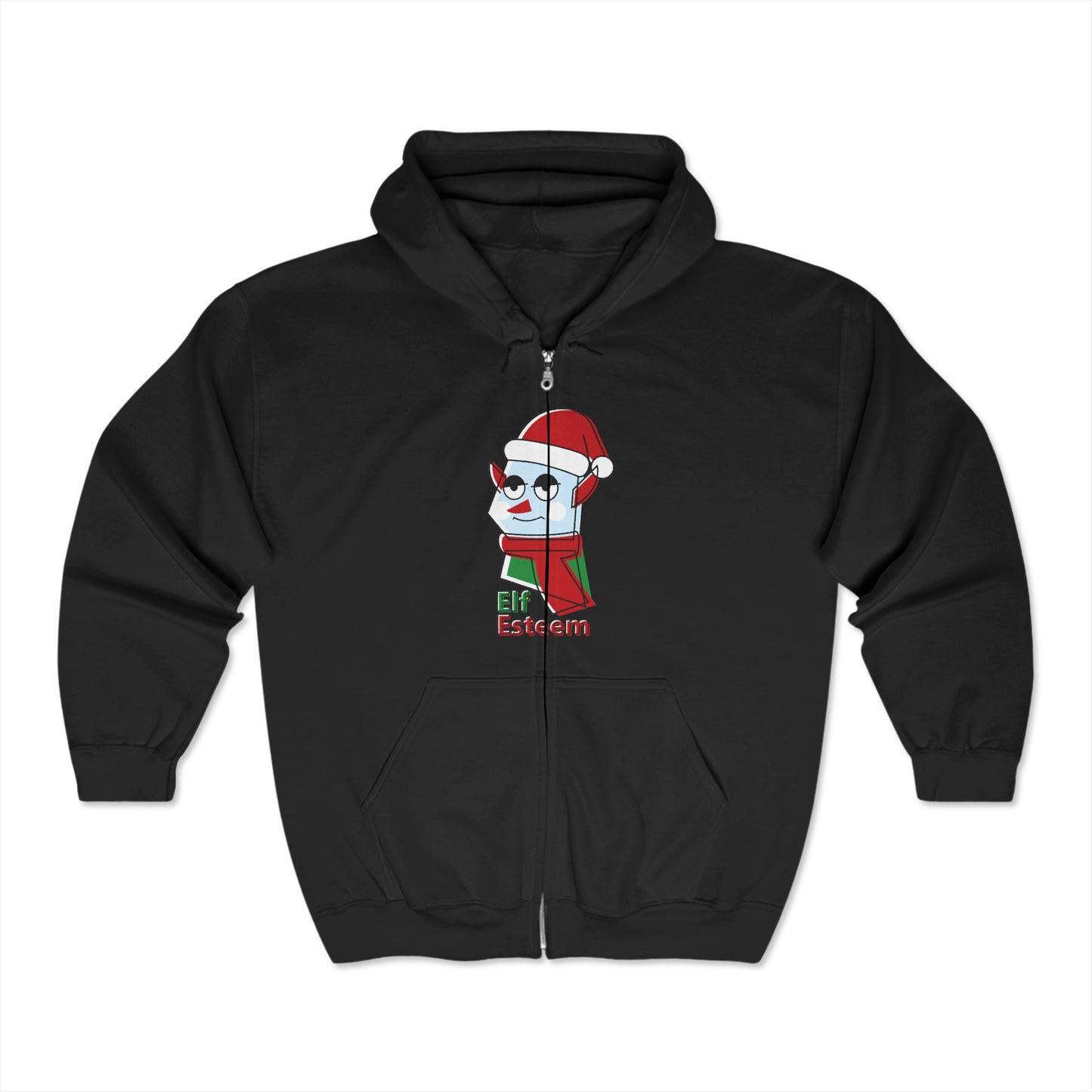 Christmas Unisex Full Zip Hooded Sweatshirt - Elf Esteem Design