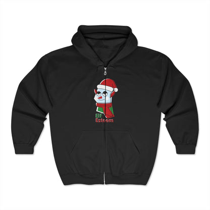 Christmas Unisex Full Zip Hooded Sweatshirt - Elf Esteem Design