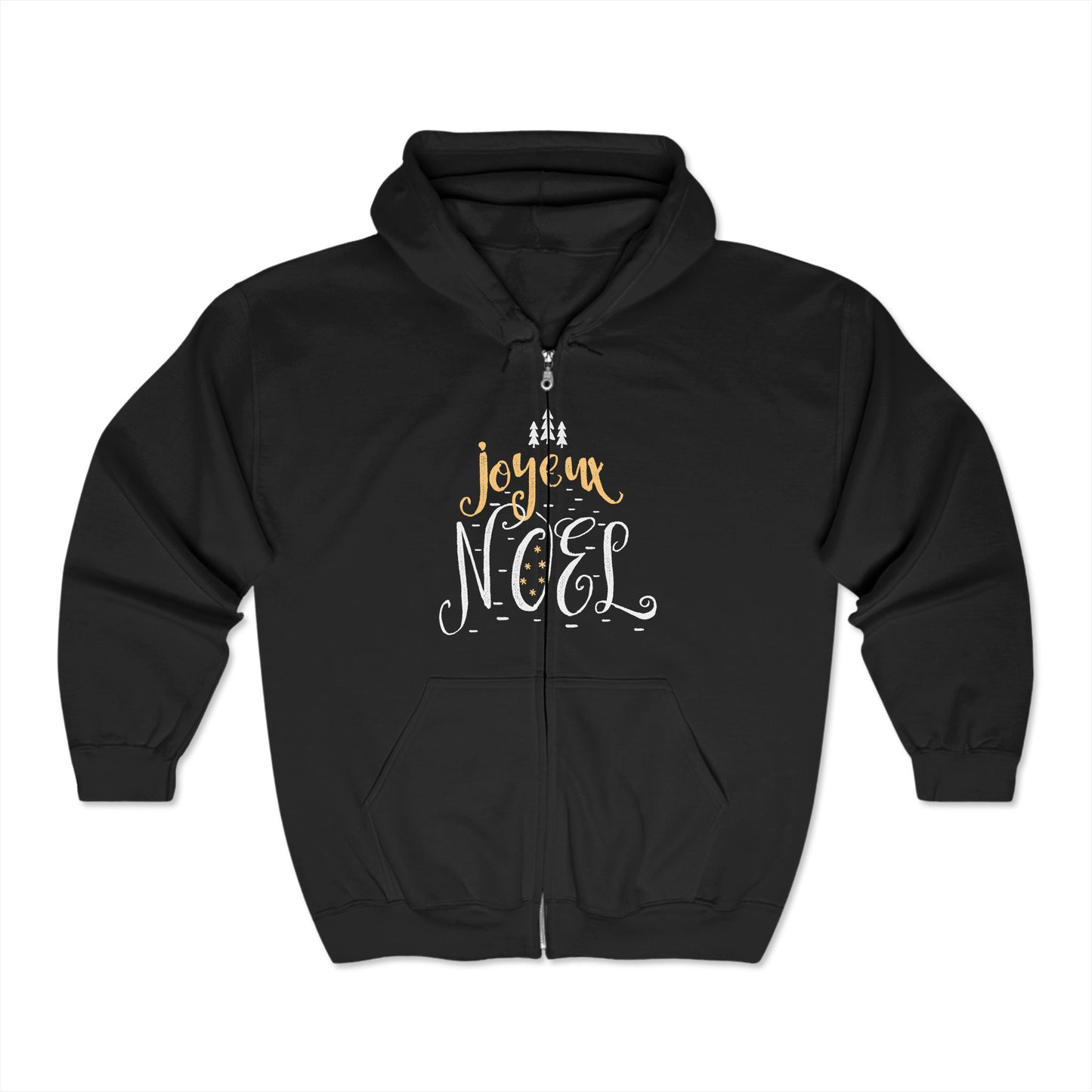 Christmas Unisex Full Zip Hooded Sweatshirt - Joyeux Noel Design