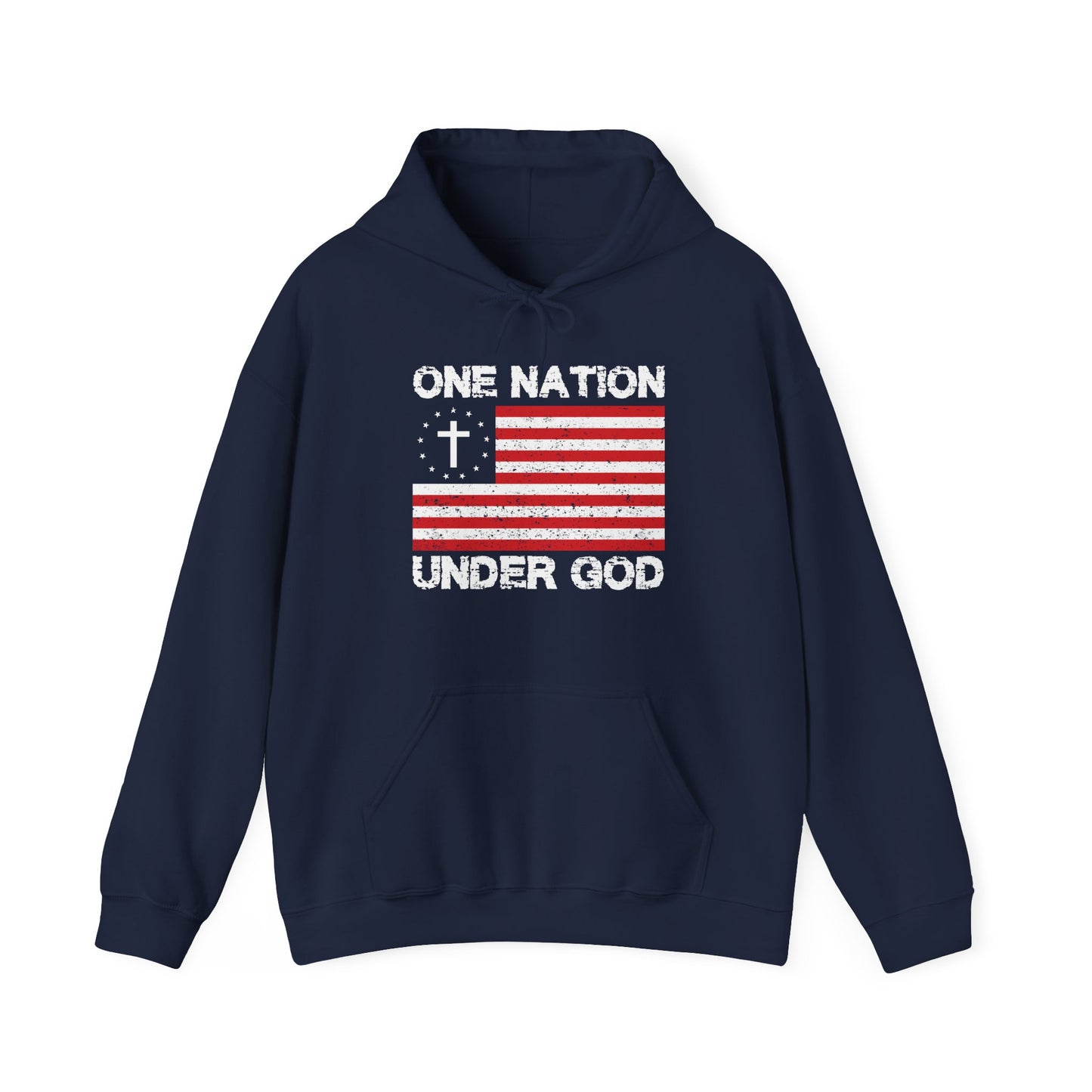 Christian Unisex Hooded Sweatshirt - One Nation Under God Design