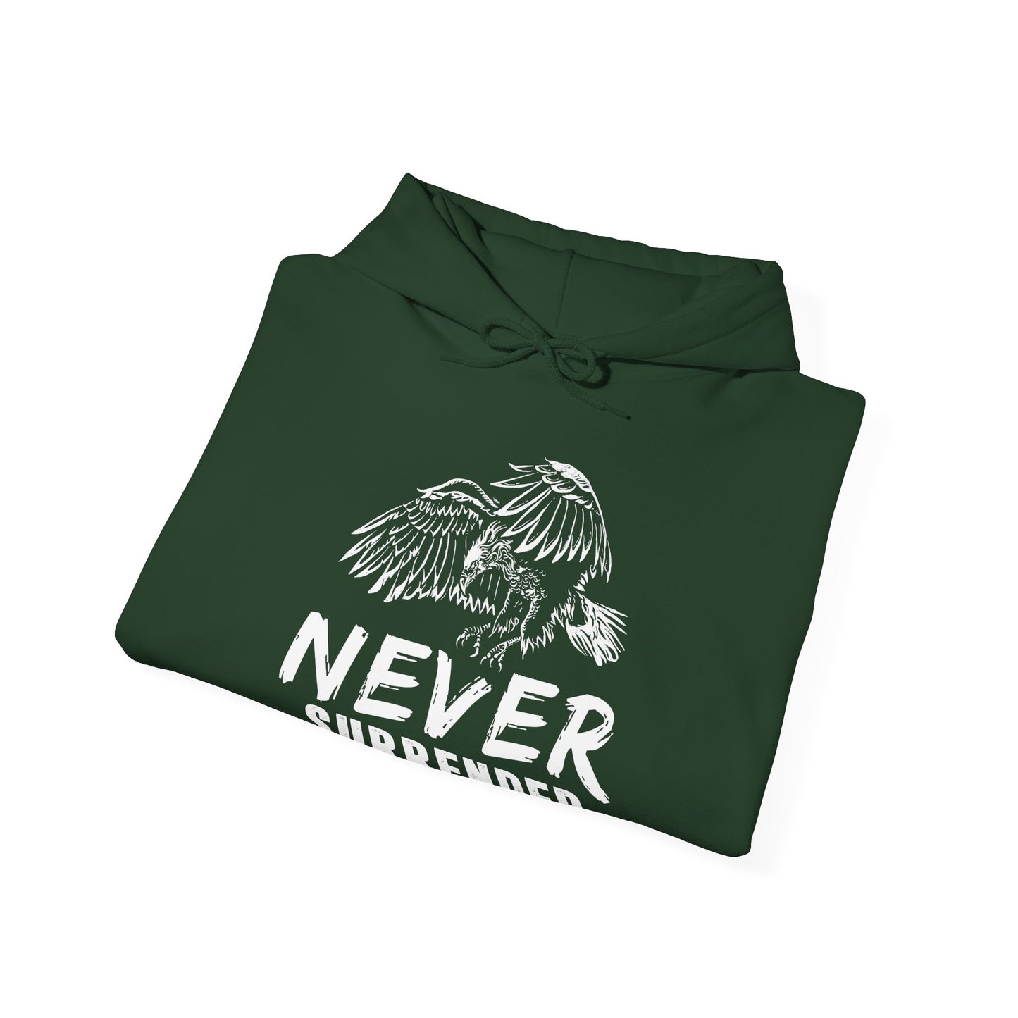 Motivational Unisex Hooded Sweatshirt - Never Surrender Design