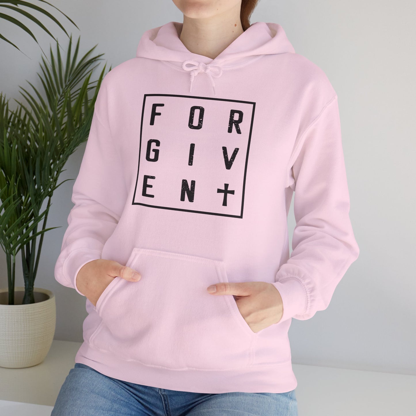 Christian Unisex Hooded Sweatshirt - Forgiven Cross Design