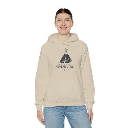 Motivational Unisex Hooded Sweatshirt - Let New Adventures Begin Design