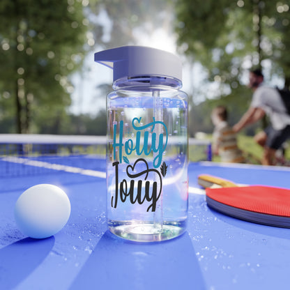 Tritan Water Bottle - Festive Holly Jolly Design