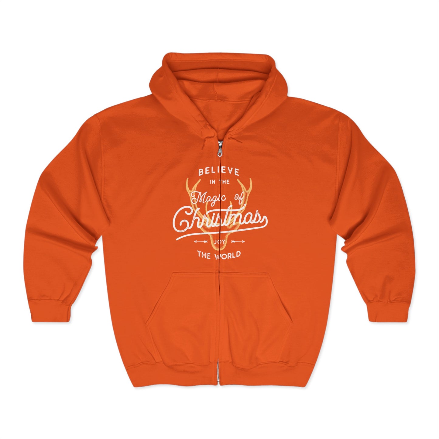 Christmas Unisex Full Zip Hooded Sweatshirt - Believe In The Magic Of Christmas Design