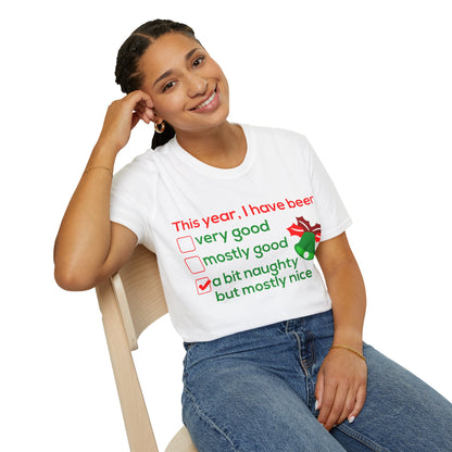 Christmas Unisex T-Shirt - I Have Been a Bit Naughty Design