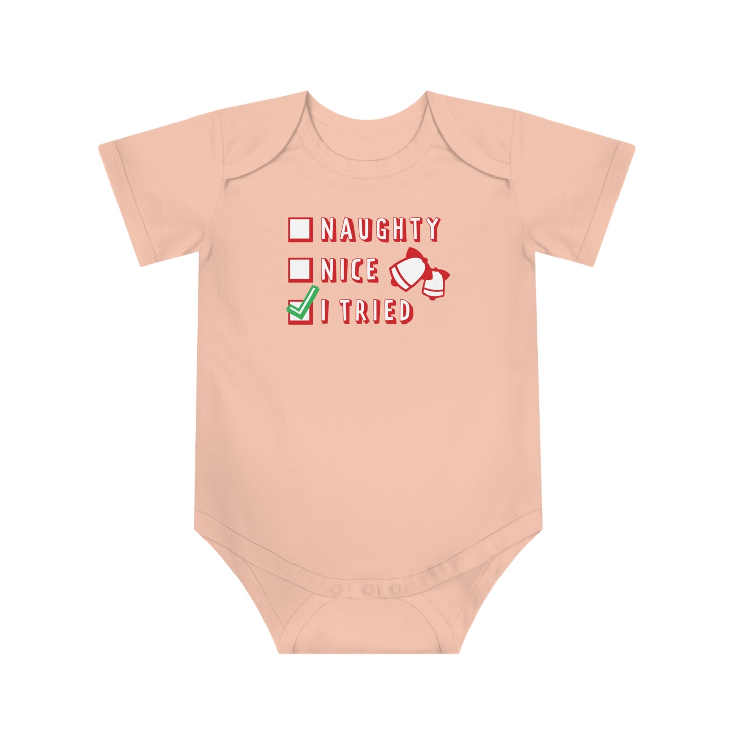 Christmas Baby Bodysuit - Naughty Nice I Tried Design