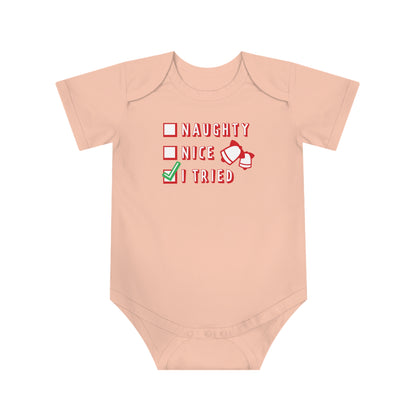 Christmas Baby Bodysuit - Naughty Nice I Tried Design