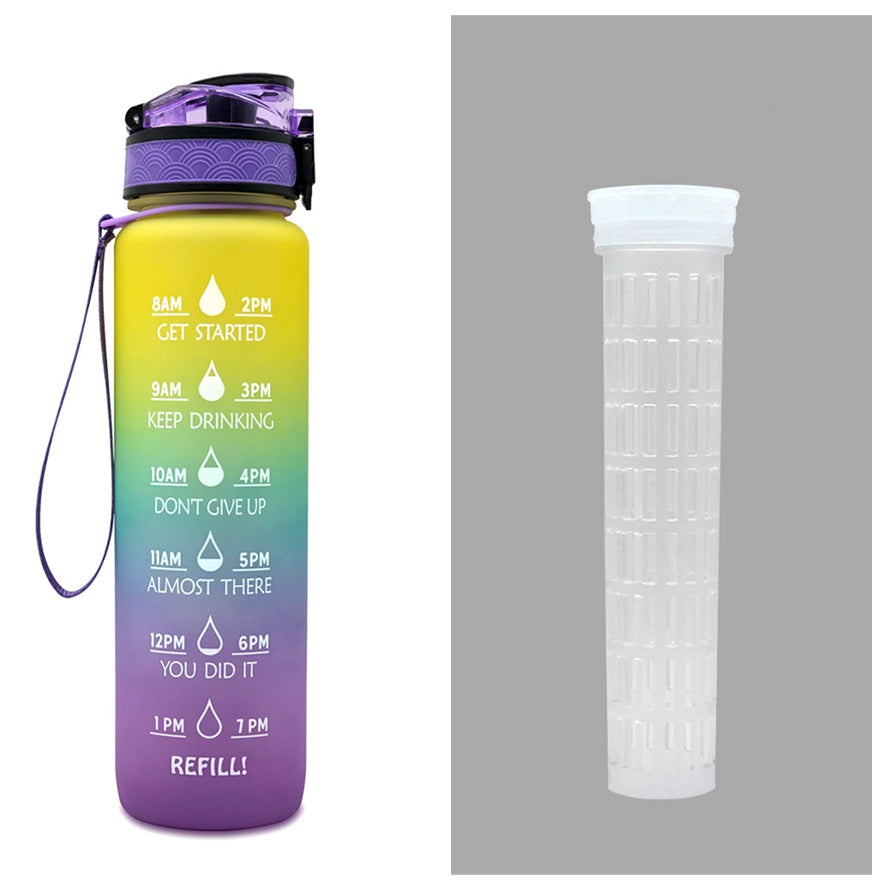 Hydrate Hourly Motivational Water Bottle - 1L Leakproof Tritan Bottle with Time Markers & Bounce Cover