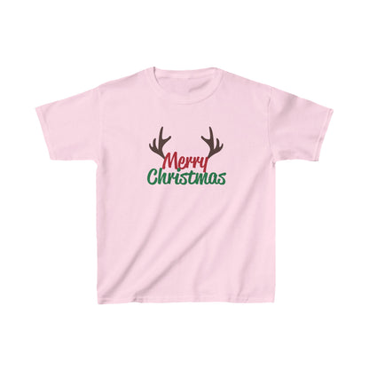 Christmas Unisex Kids T-Shirt - Merry Christmas Reindeer Antlers Design