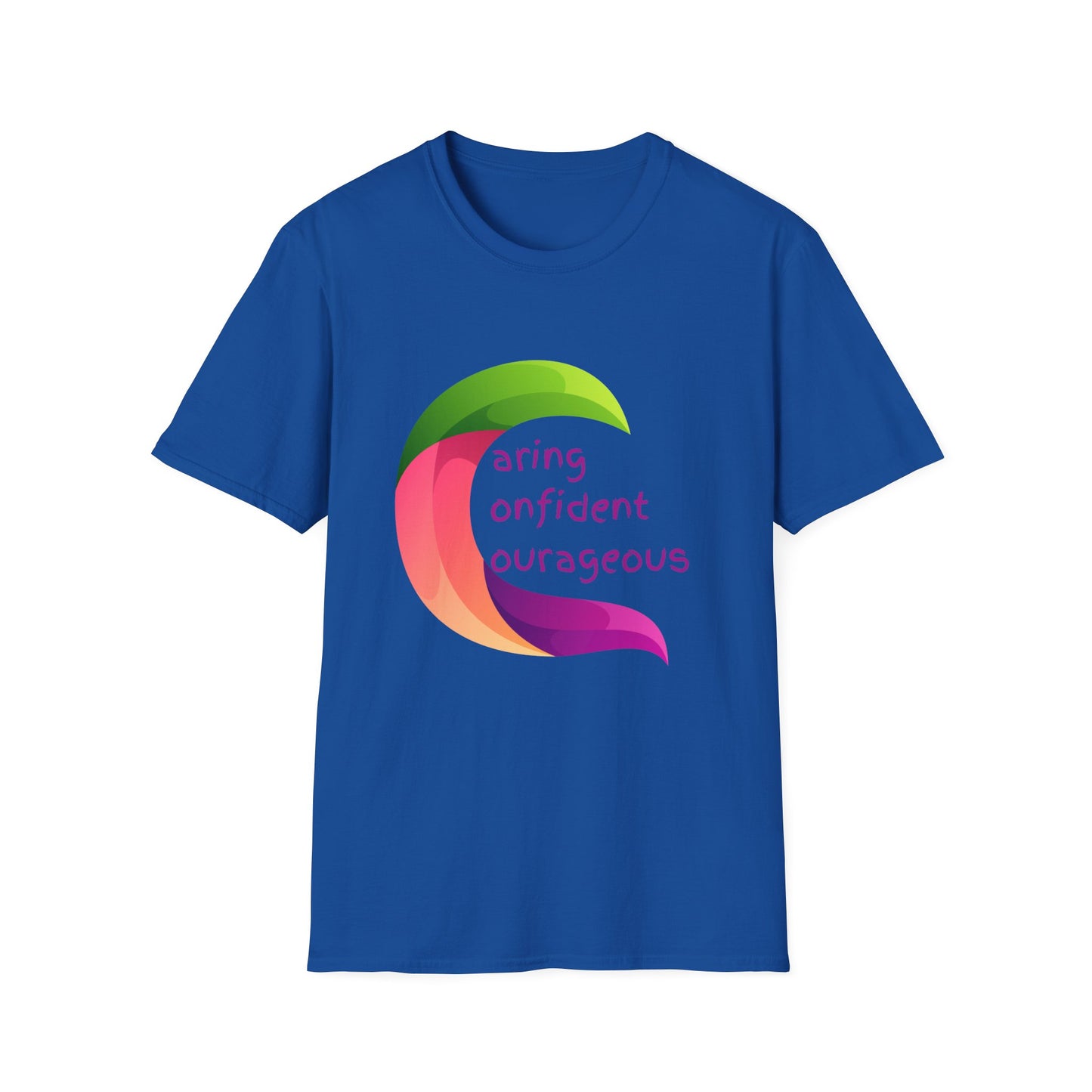 Motivational Unisex T-Shirt - Caring Confident Courageous Design