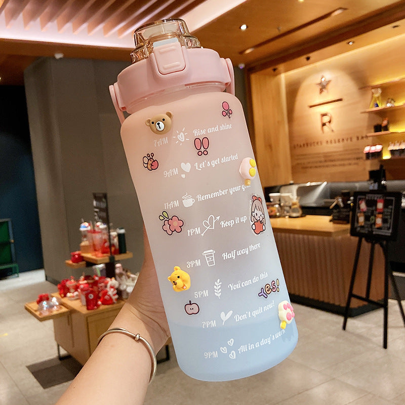 Conquer Your Day with This 2L Motivational Water Bottle with Straw & Fun Stickers!