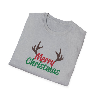 Christmas Unisex T-Shirt - Merry Christmas Reindeer Antlers Design