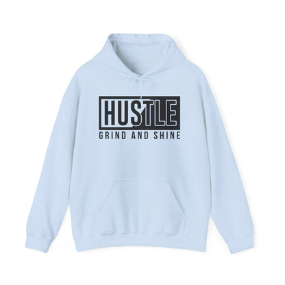 Motivational Unisex Hooded Sweatshirt - Hustle Grind and Shine Design