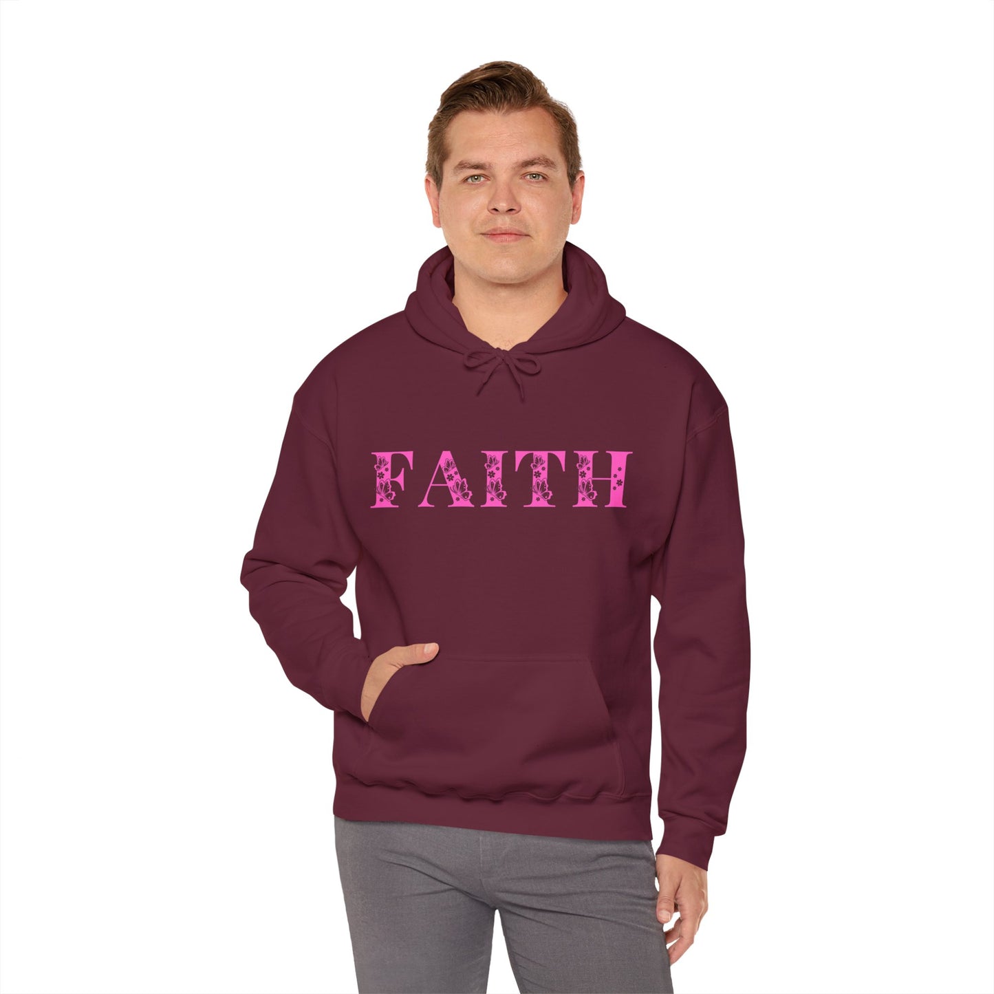 Christian Unisex Hooded Sweatshirt - Faith Pink Design