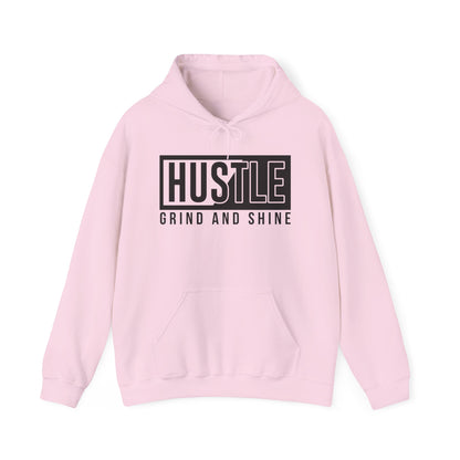 Motivational Unisex Hooded Sweatshirt - Hustle Grind and Shine Design