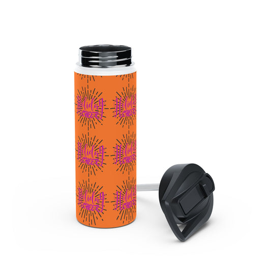 Stainless Steel Water Bottle, Standard Lid - Holiday Cheer Pattern Design with Crusta Background