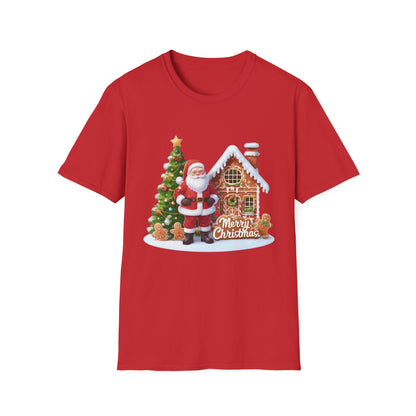 Christmas Unisex T-Shirt - Santa's Gingerbread House Design