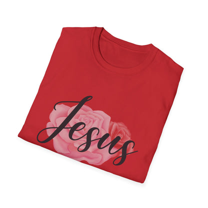 Christian Unisex T-Shirt - Jesus and Rose Design