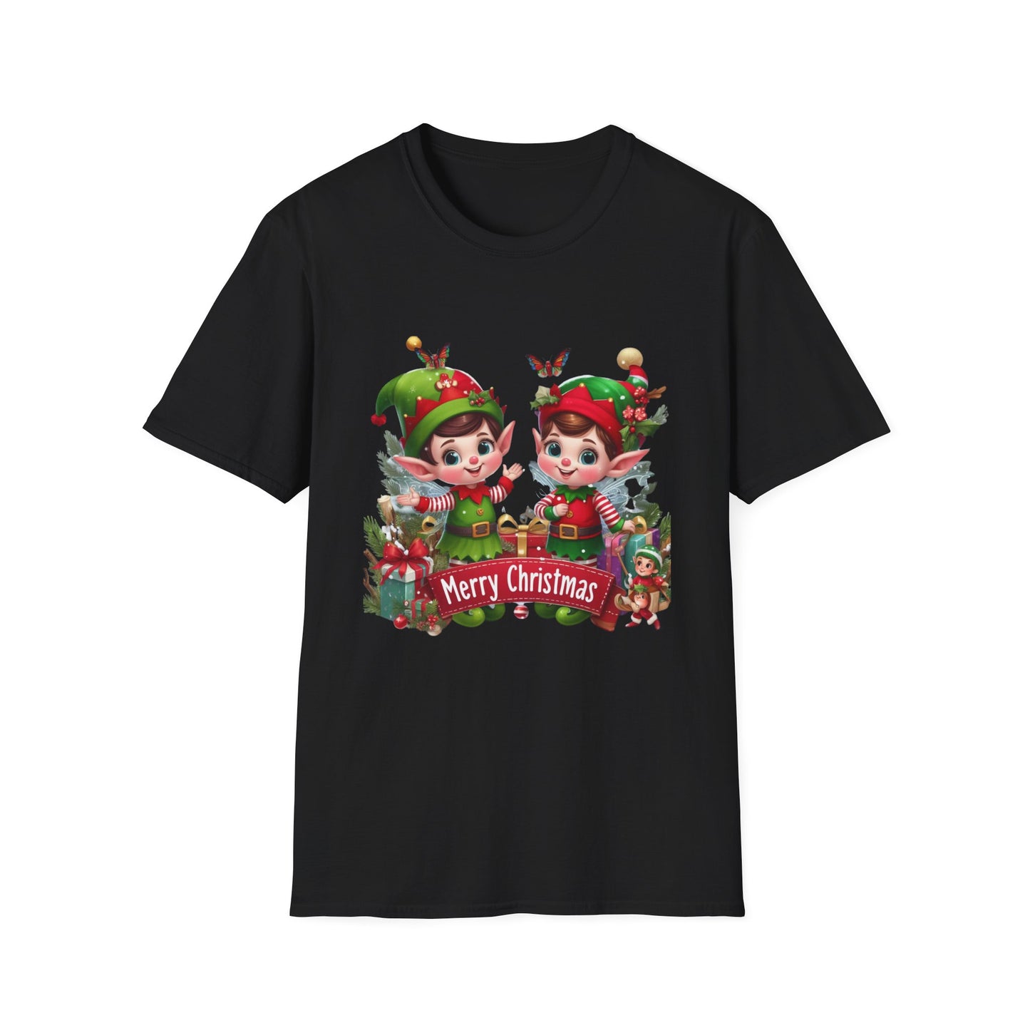 Christmas Unisex T-Shirt - Twin Xmas Elves Design