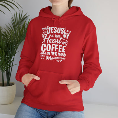 Christian Unisex Hooded Sweatshirt - With Jesus In Her Heart Design