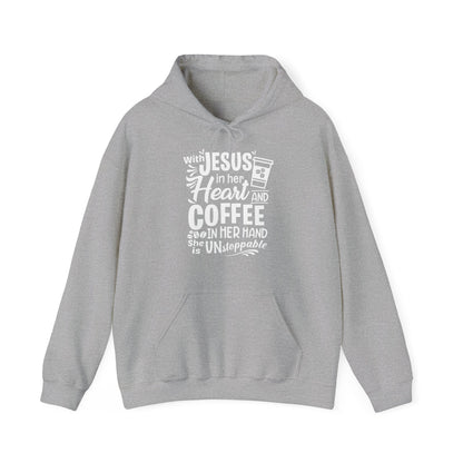 Christian Unisex Hooded Sweatshirt - With Jesus In Her Heart Design