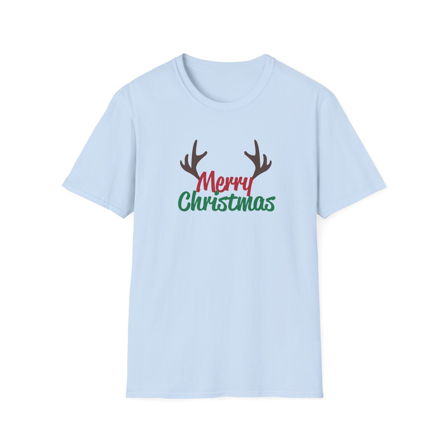 Christmas Unisex T-Shirt - Merry Christmas Reindeer Antlers Design