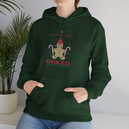 Christmas Unisex Hooded Sweatshirt - Let's Get Baked Design