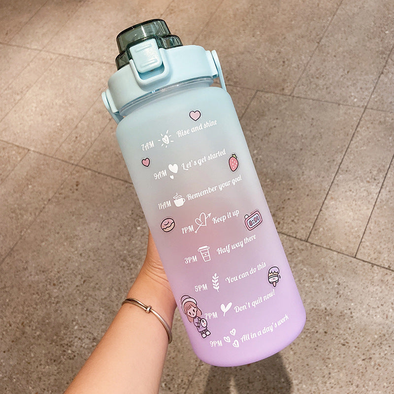 Conquer Your Day with This 2L Motivational Water Bottle with Straw & Fun Stickers!