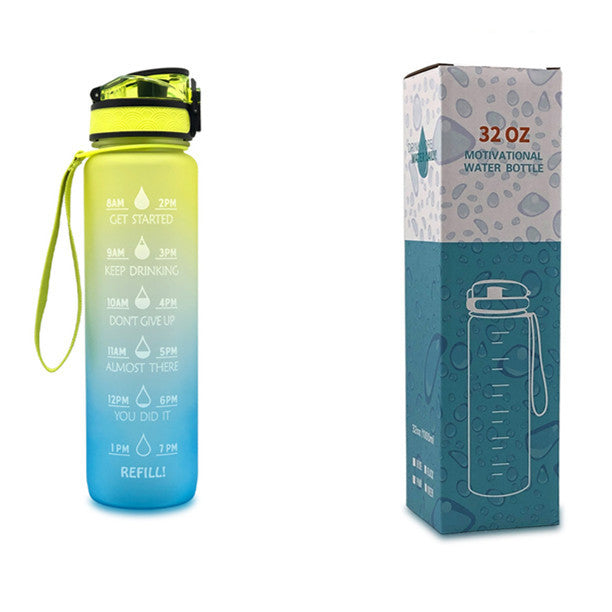 Hydrate Hourly Motivational Water Bottle - 1L Leakproof Tritan Bottle with Time Markers & Bounce Cover