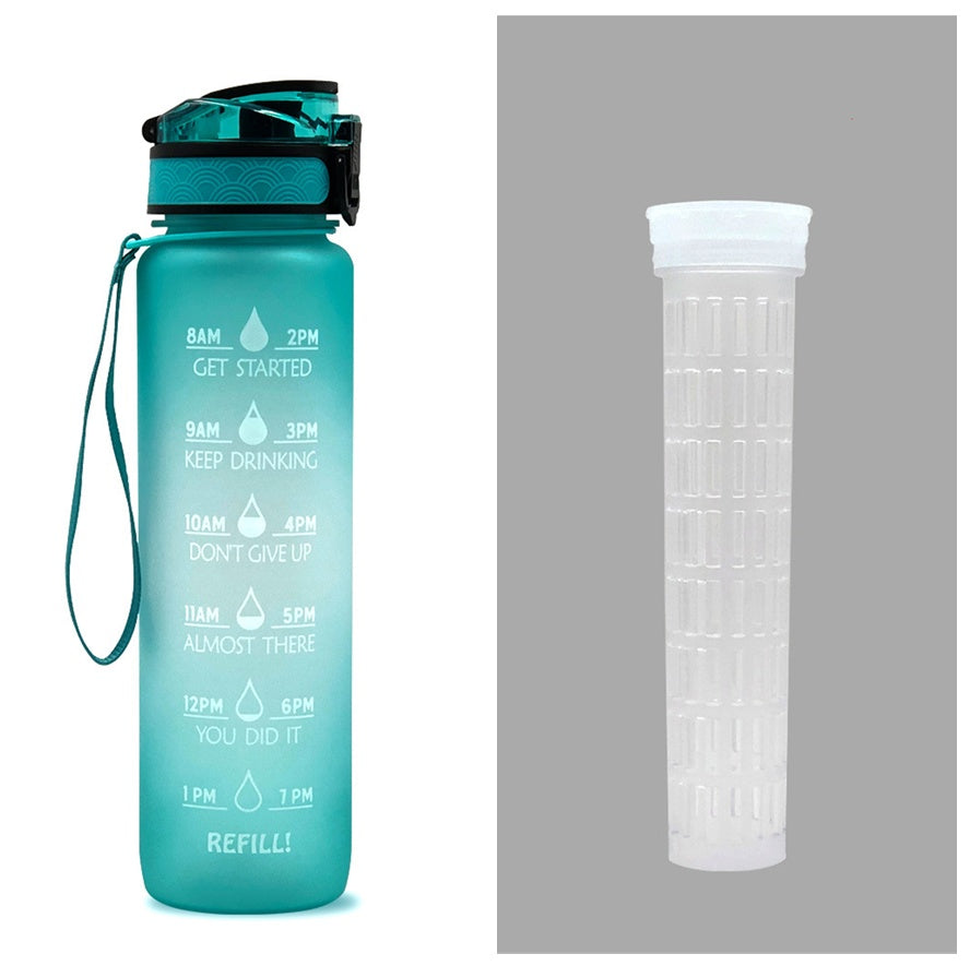 Hydrate Hourly Motivational Water Bottle - 1L Leakproof Tritan Bottle with Time Markers & Bounce Cover