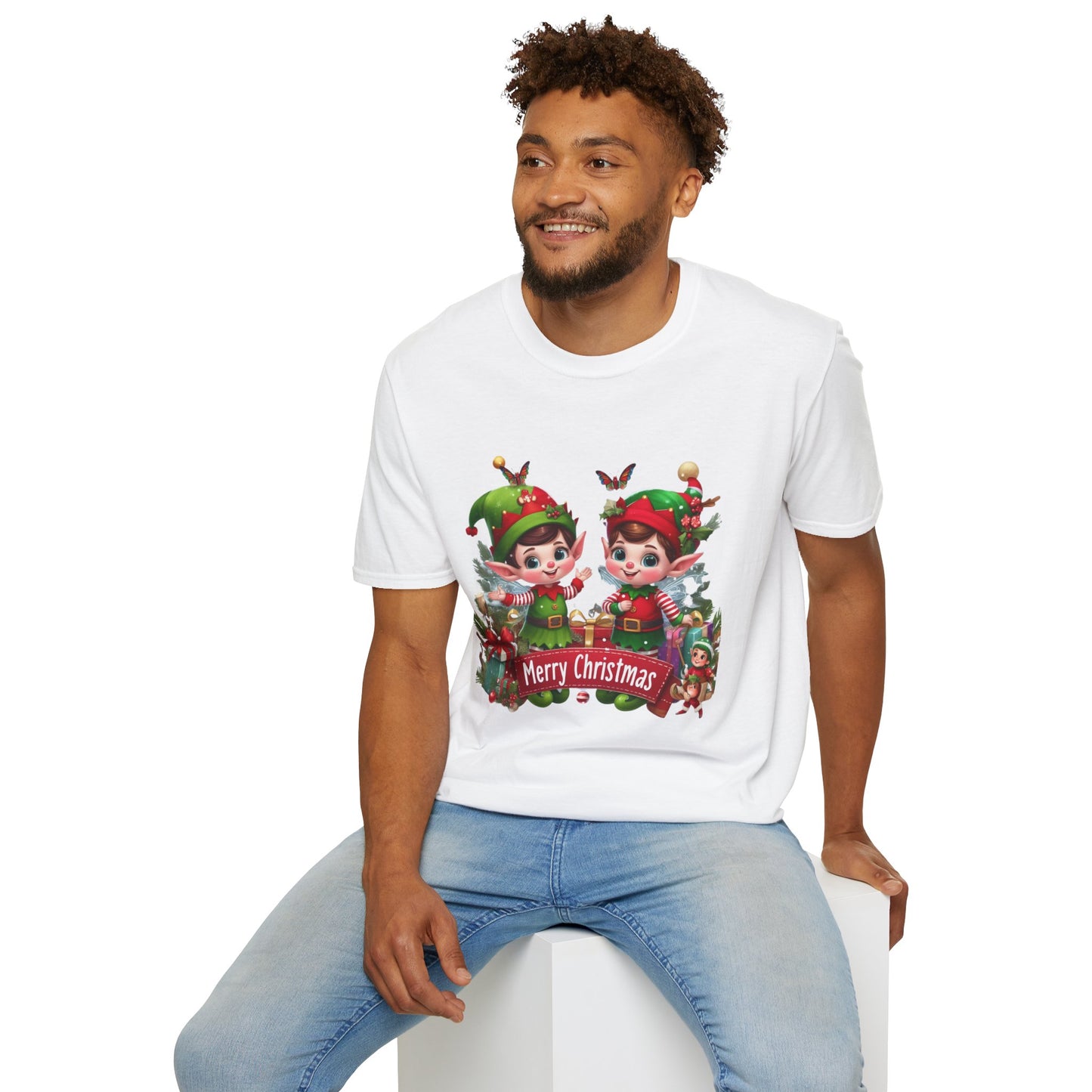 Christmas Unisex T-Shirt - Twin Xmas Elves Design