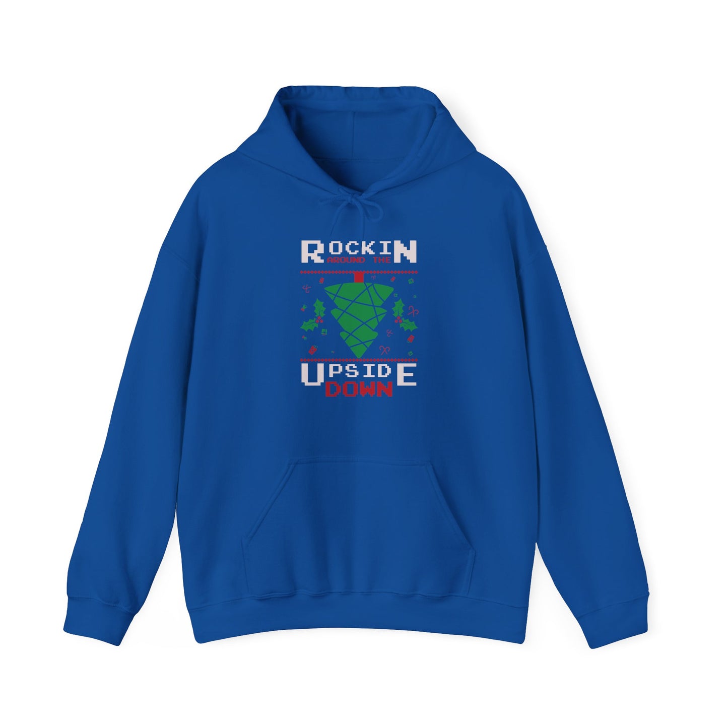 Christmas Unisex Hooded Sweatshirt - Rockin Around The Upside Down Design