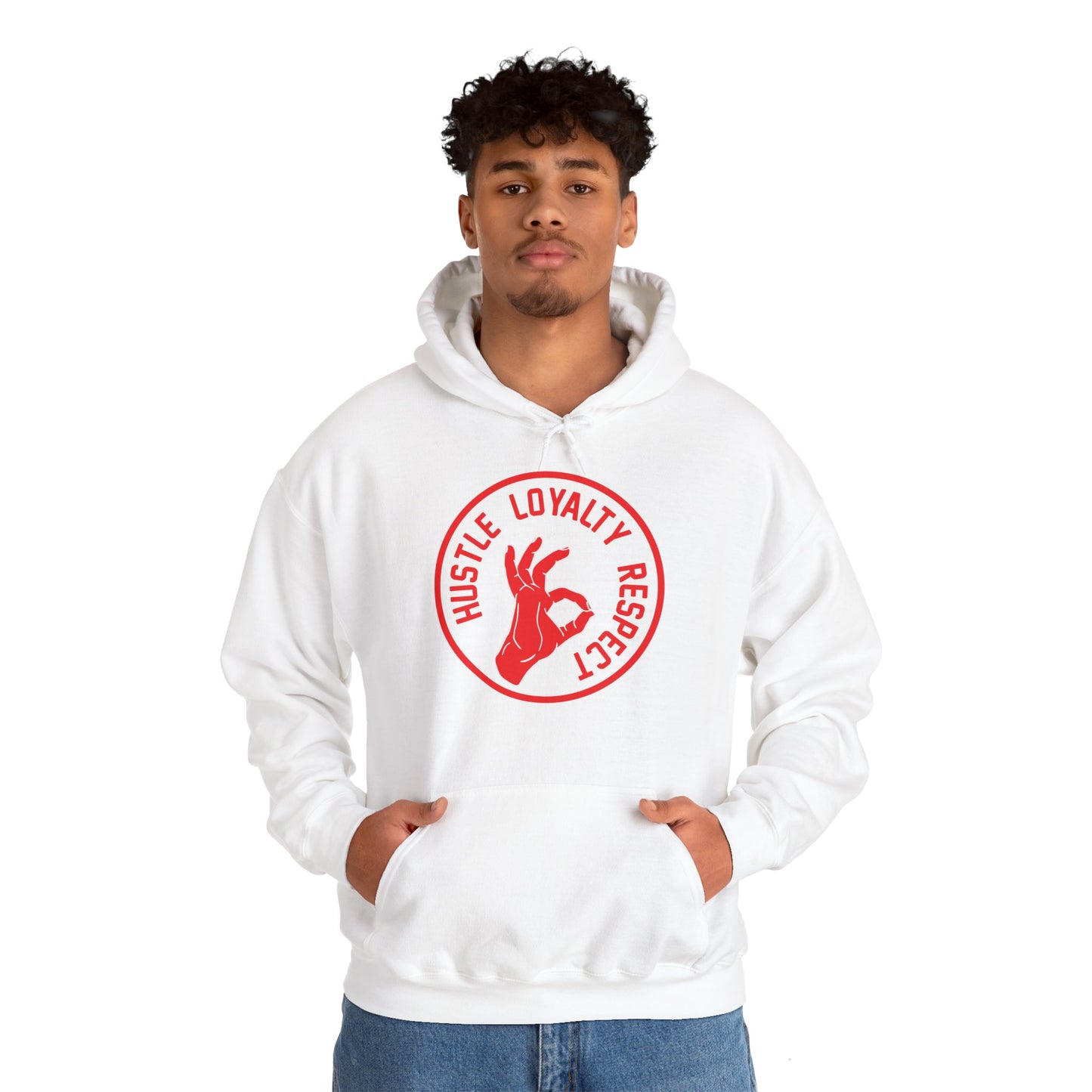 Motivational Unisex Hooded Sweatshirt - Hustle Loyalty Respect Design