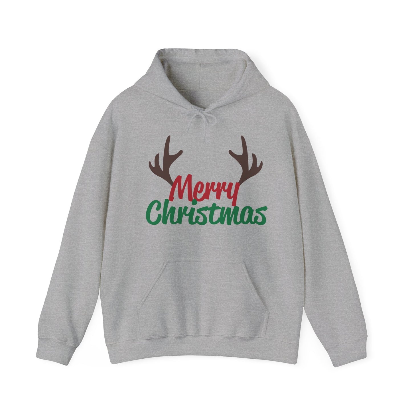 Christmas Unisex Hooded Sweatshirt - Merry Christmas Reindeer Antlers Design