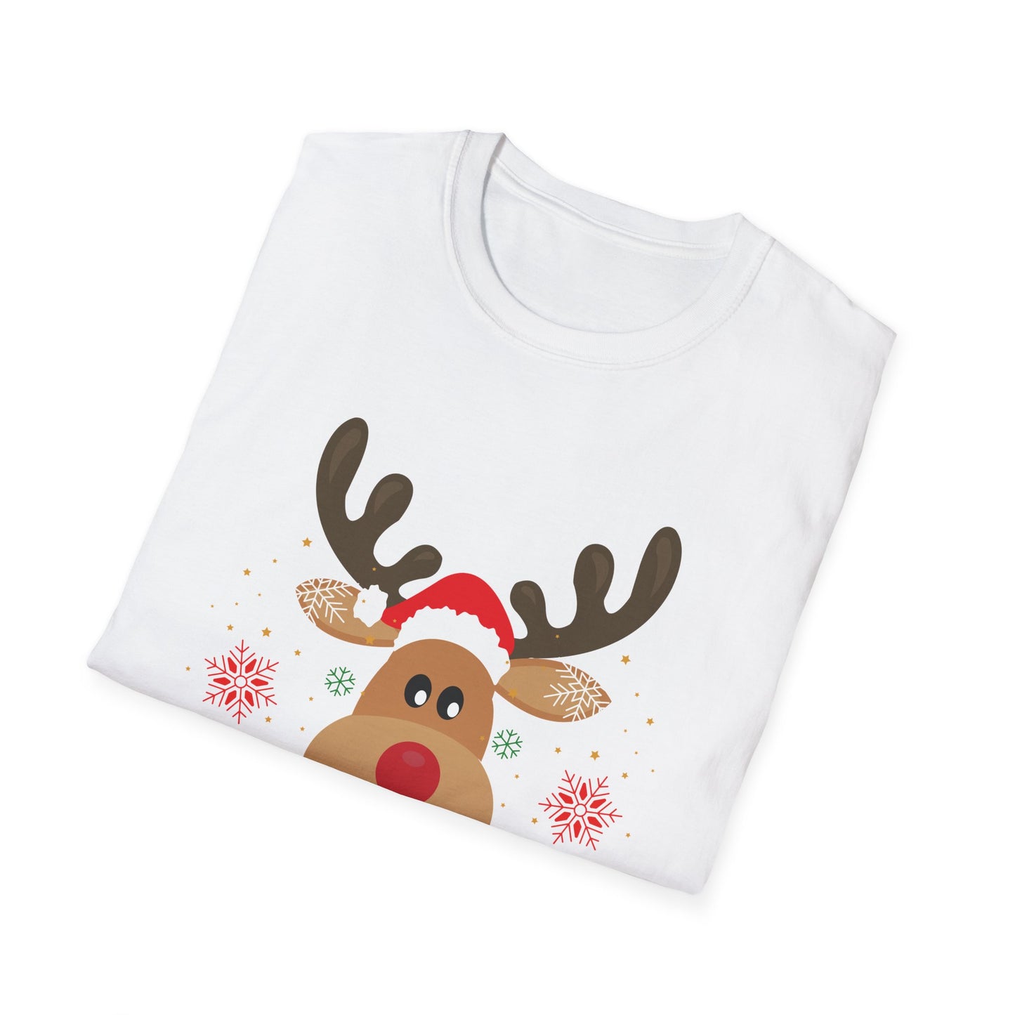 Christmas Unisex T-Shirt - Smiling Christmas Reindeer Design