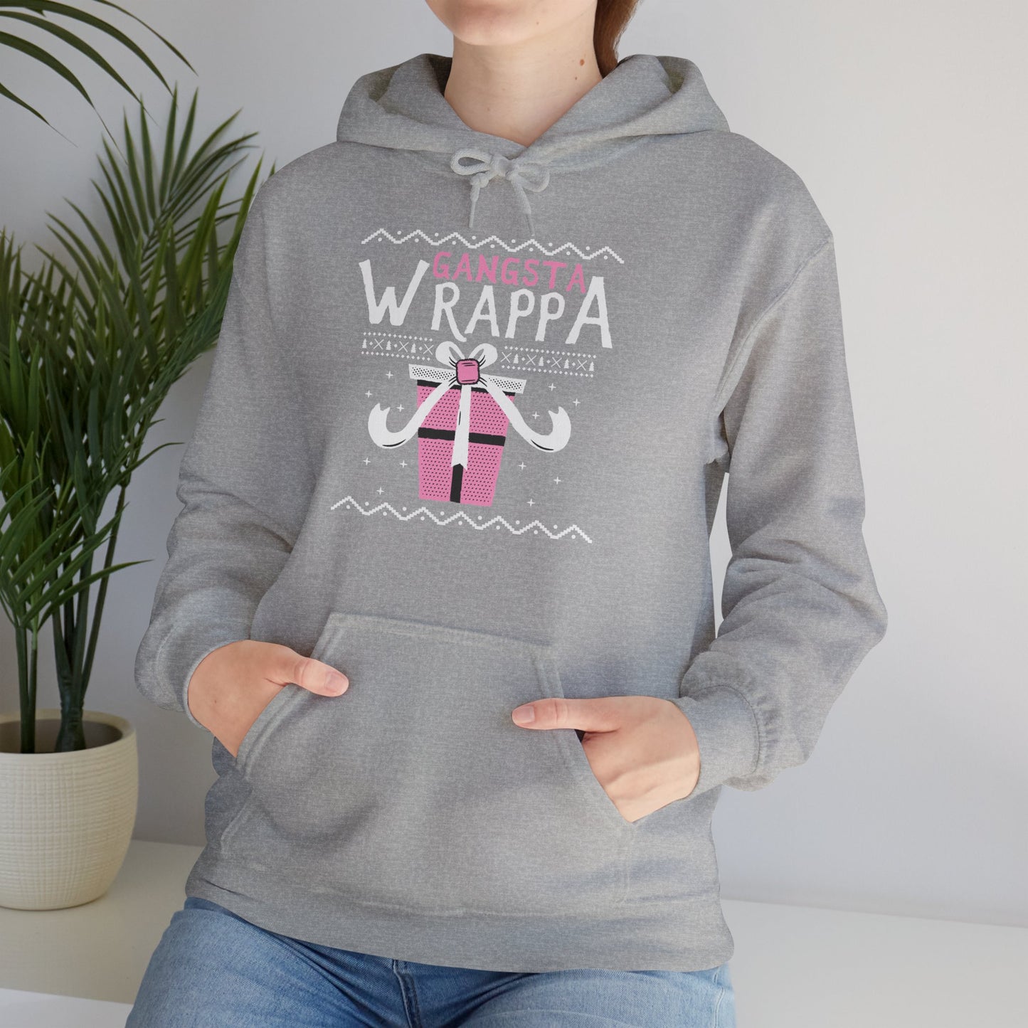 Christmas Unisex Hooded Sweatshirt - Gangsta Wrappa Design