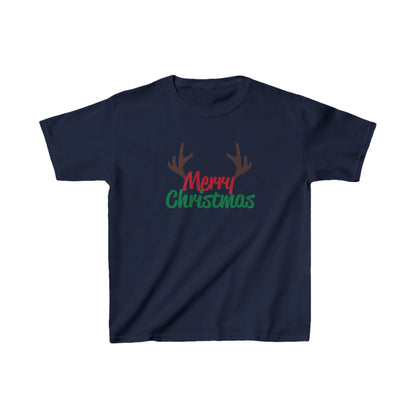 Christmas Unisex Kids T-Shirt - Merry Christmas Reindeer Antlers Design