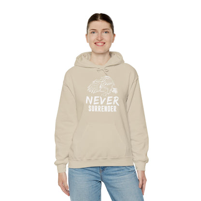 Motivational Unisex Hooded Sweatshirt - Never Surrender Design