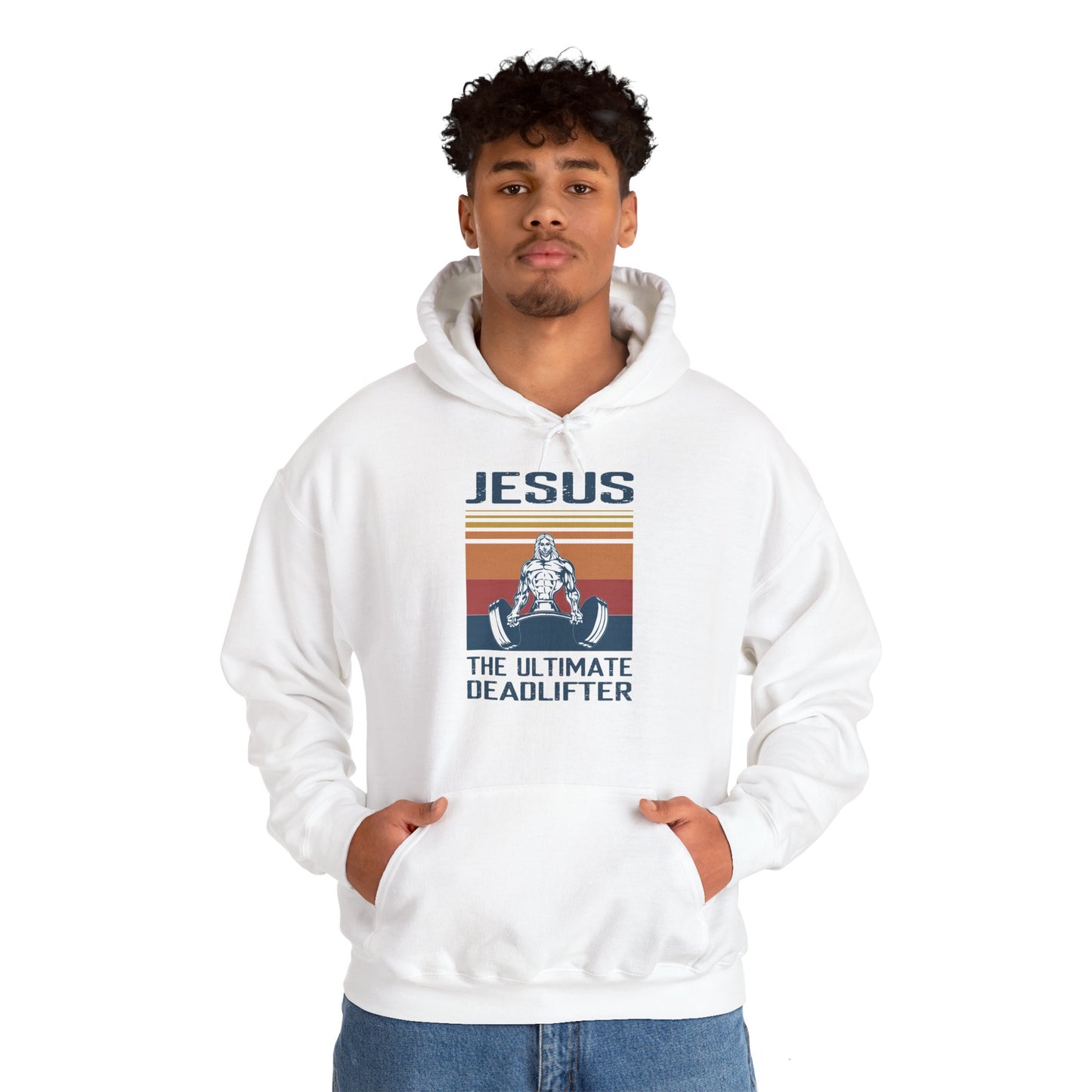 Christian Unisex Hooded Sweatshirt - Jesus The Ultimate Deadlifter Design