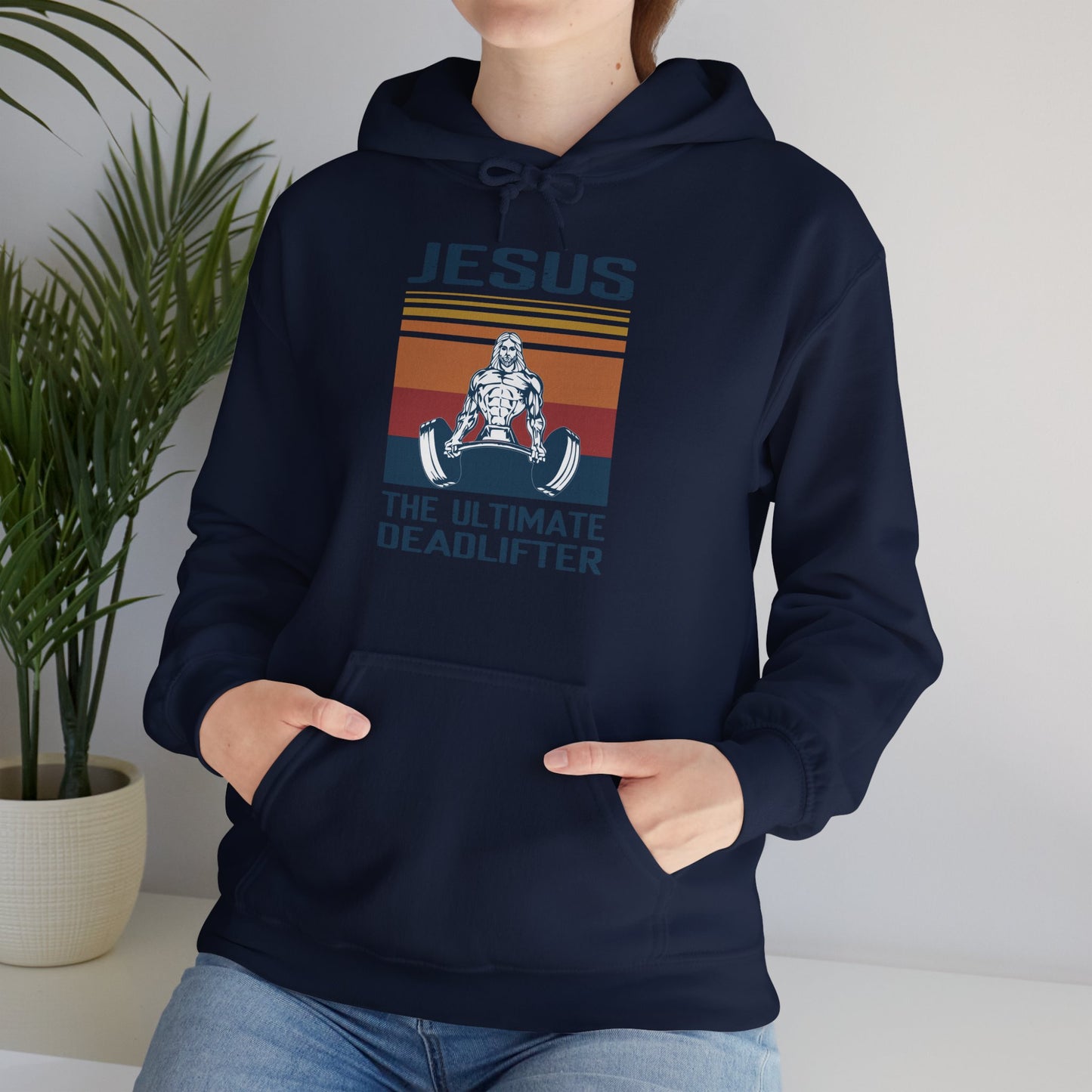 Christian Unisex Hooded Sweatshirt - Jesus The Ultimate Deadlifter Design