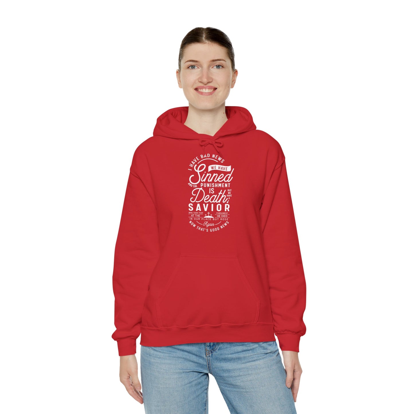 Christian Unisex Hooded Sweatshirt - We Have A Savior Design