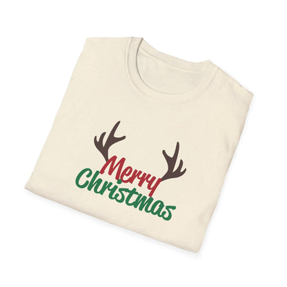 Christmas Unisex T-Shirt - Merry Christmas Reindeer Antlers Design