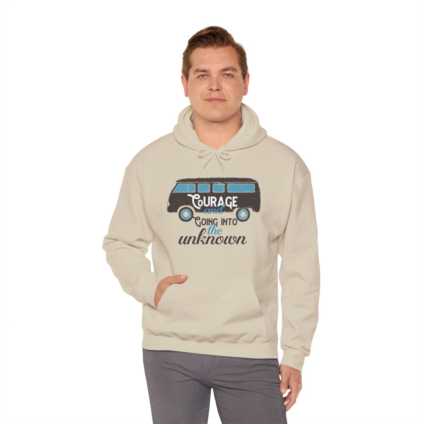 Motivational Unisex Hooded Sweatshirt - Courage Going Into The Unknown Design