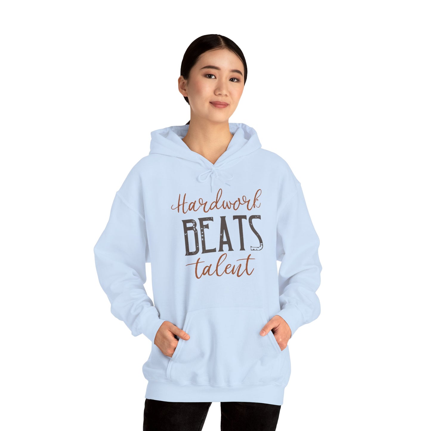 Motivational Unisex Hooded Sweatshirt - Hardwork Beats Talent Design